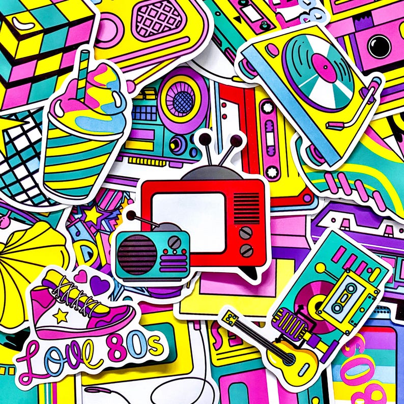 50PCS Retro 80s Stickers, Vintage Polaroid Stickers, Cassette Stickers ...