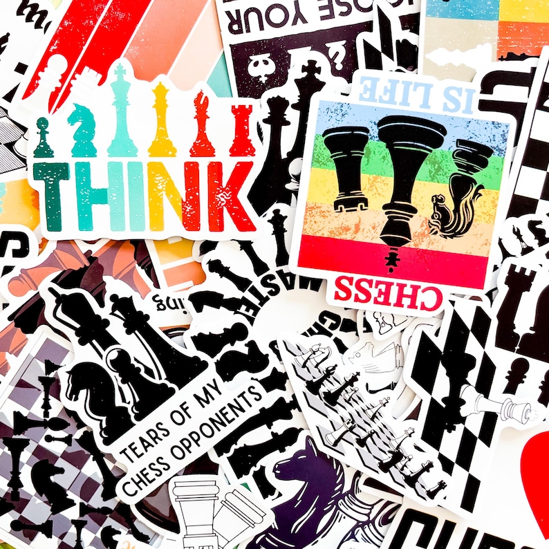 50PCS Chess Aesthetic Stickers, Black White Game Stickers, Strategy ...