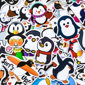 100pcs Penguin Stickers Pack, Adorable Winter Stickers, Waterproof Animal Stickers, Cute Cartoon Penguin Stickers for Kids, Journal