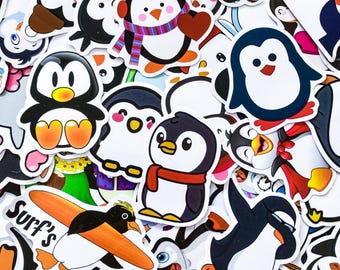 Paquete de 100 pegatinas de pingüinos, adorables pegatinas de invierno, pegatinas de animales impermeables, lindas pegatinas de pingüinos de dibujos animados para niños, diario