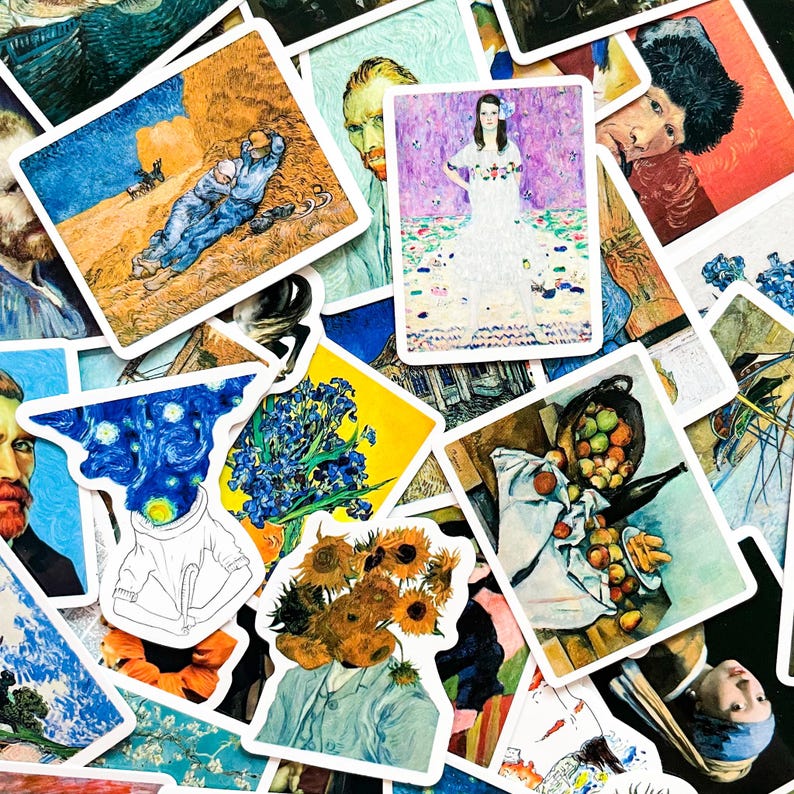50PCS Iconic Art & Sculpture Stickers Pack, Unique Artwork Stickers ...