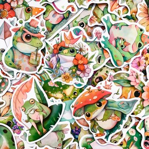 100 Cartoon Frosch-Aufkleber für Kinder, Natur-Aufkleber, süße Wald-Aufkleber, grüner Frosch-Aufkleber für Scrapbooking & Journaling