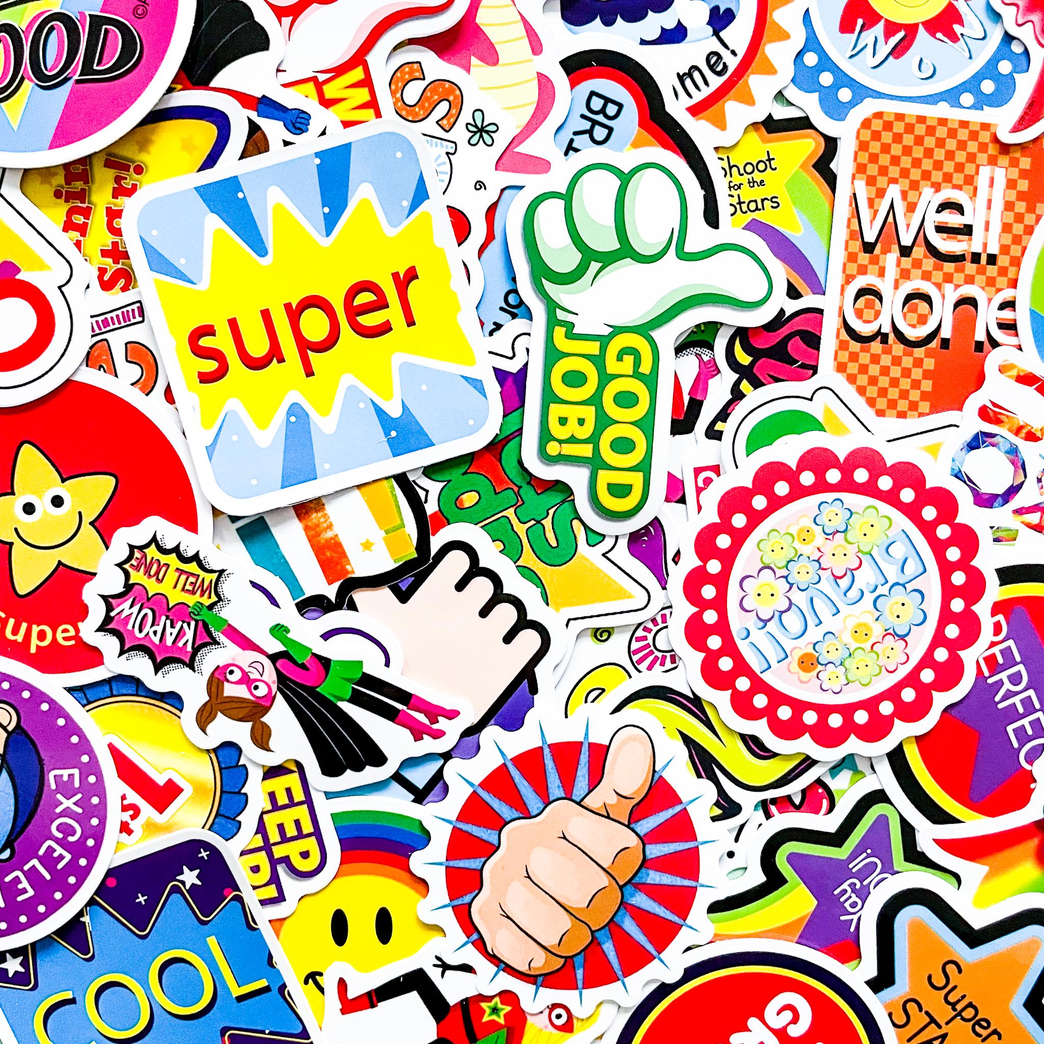 Engurage Sticker 50PCS Classroom Reward Sticker Pack, Colorful Cartoon Stickers, Bold ...