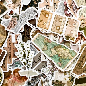 100 retrostickers voor journaling, esthetische stickers scrapbooking, bohostickers, artistieke stickers, stickers voor ambachtelijke projecten en doe-het-zelf