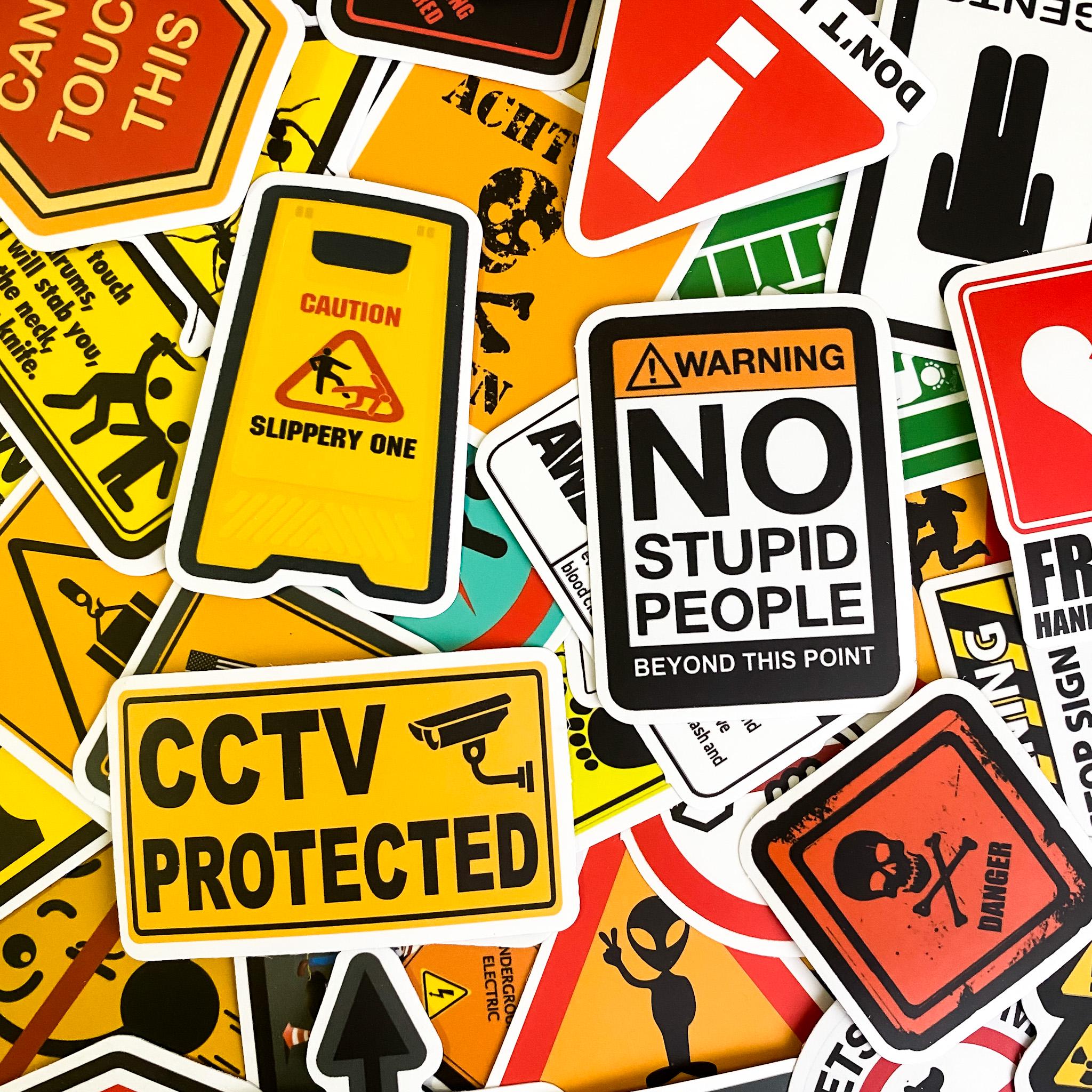 50 Random Hat Hard Stickers, Humorous Warning Signs, Hard Hat Stickers ...