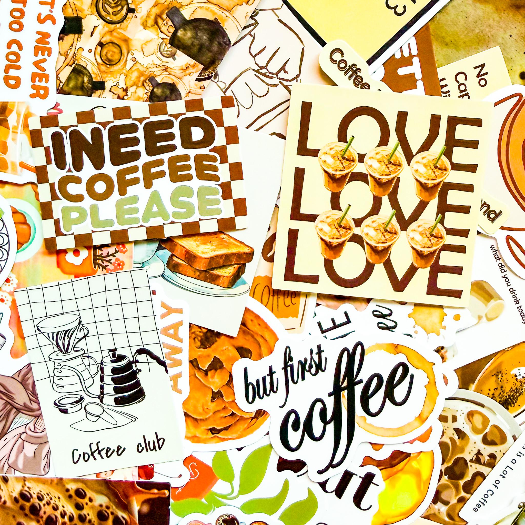 50PCS Warm Coffee Shop Stickers, Cozy Cafe Stickers, Vintage Cute Boho ...