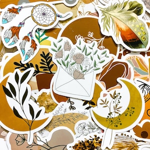 100 von der Natur inspirierte Boho-Aufkleber, abstrakte Vinyl-Abziehbilder, warme neutrale Aufkleber, Retro ästhetische Aufkleber für Scrapbooking & Geschenke