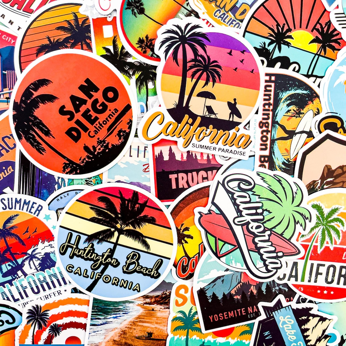 50PCS California Sticker Pack, Nature Stickers, Retro Stickers ...