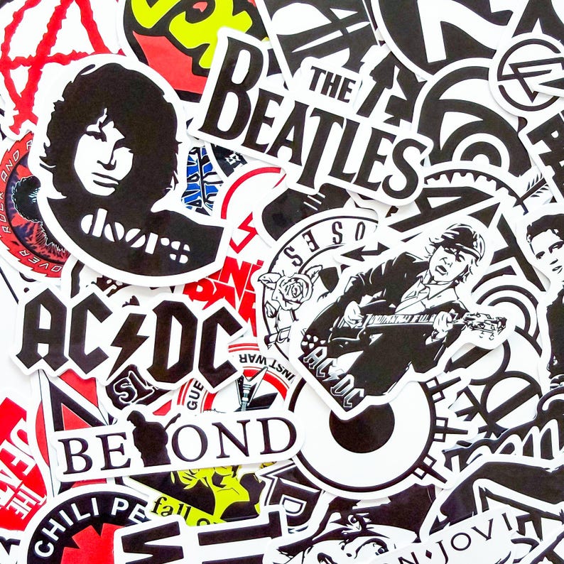 100PCS Punk & Rock Music Stickers, Retro Band Stickers, Classic Art ...