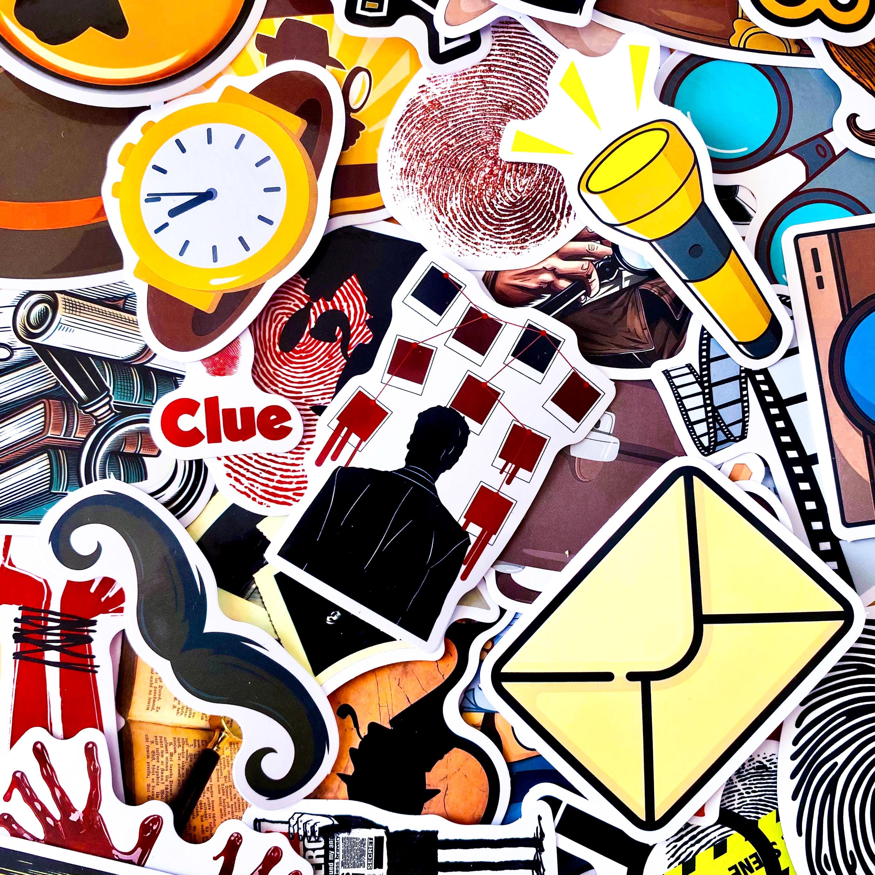 Investigation Sticker 50PCS Detective Mystery Stickers, Crime Scene Stickers, Gothic Clue ...