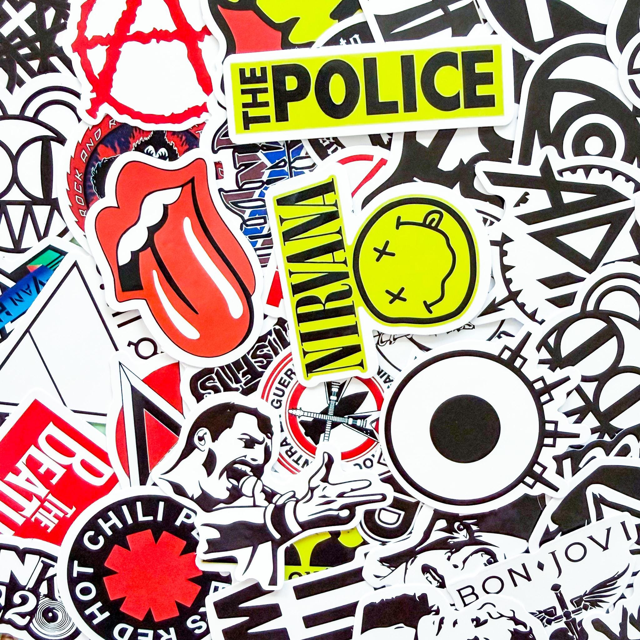 100PCS Punk & Rock Music Stickers, Retro Band Stickers, Classic