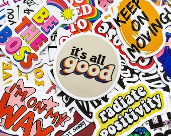 50 Stück inspirierende Zitat-Aufkleber, lustige und motivierende Aufkleber, helle Vinyl-Aufkleber, positive Wörter für Journaling und Dekor