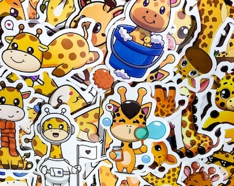 50 slumpmässiga giraffklistermärken, söta giraffklistermärken, tecknade djurklistermärken för barn, roliga klistermärkespaket, dagbok, vattenflaska, kawaii-klistermärken