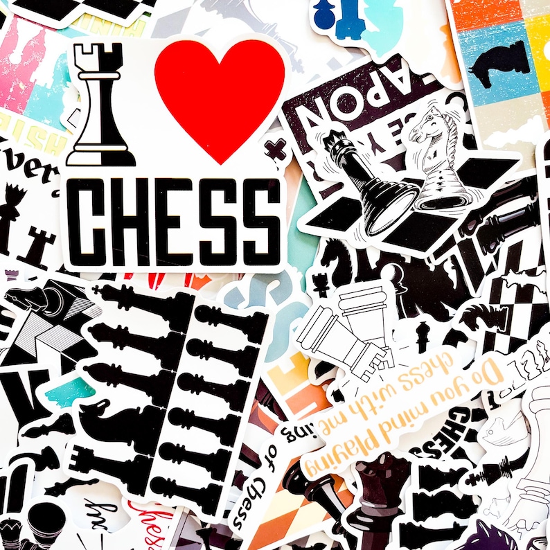 Discord Chess Sticker 50PCS Chess Aesthetic Stickers, Black White Game Stickers, Strategy ...