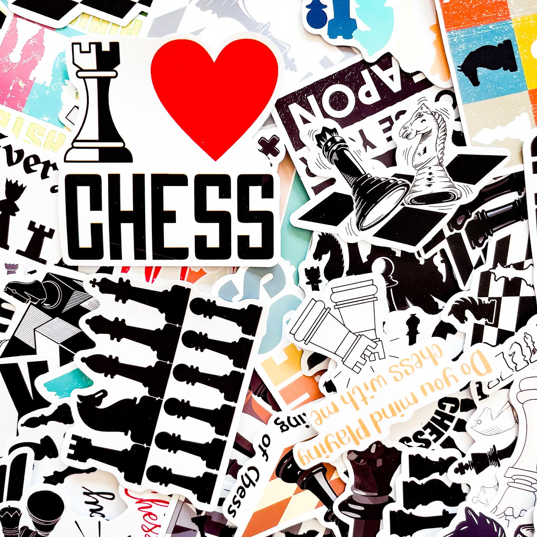 50PCS Chess Aesthetic Stickers, Black White Game Stickers, Strategy ...