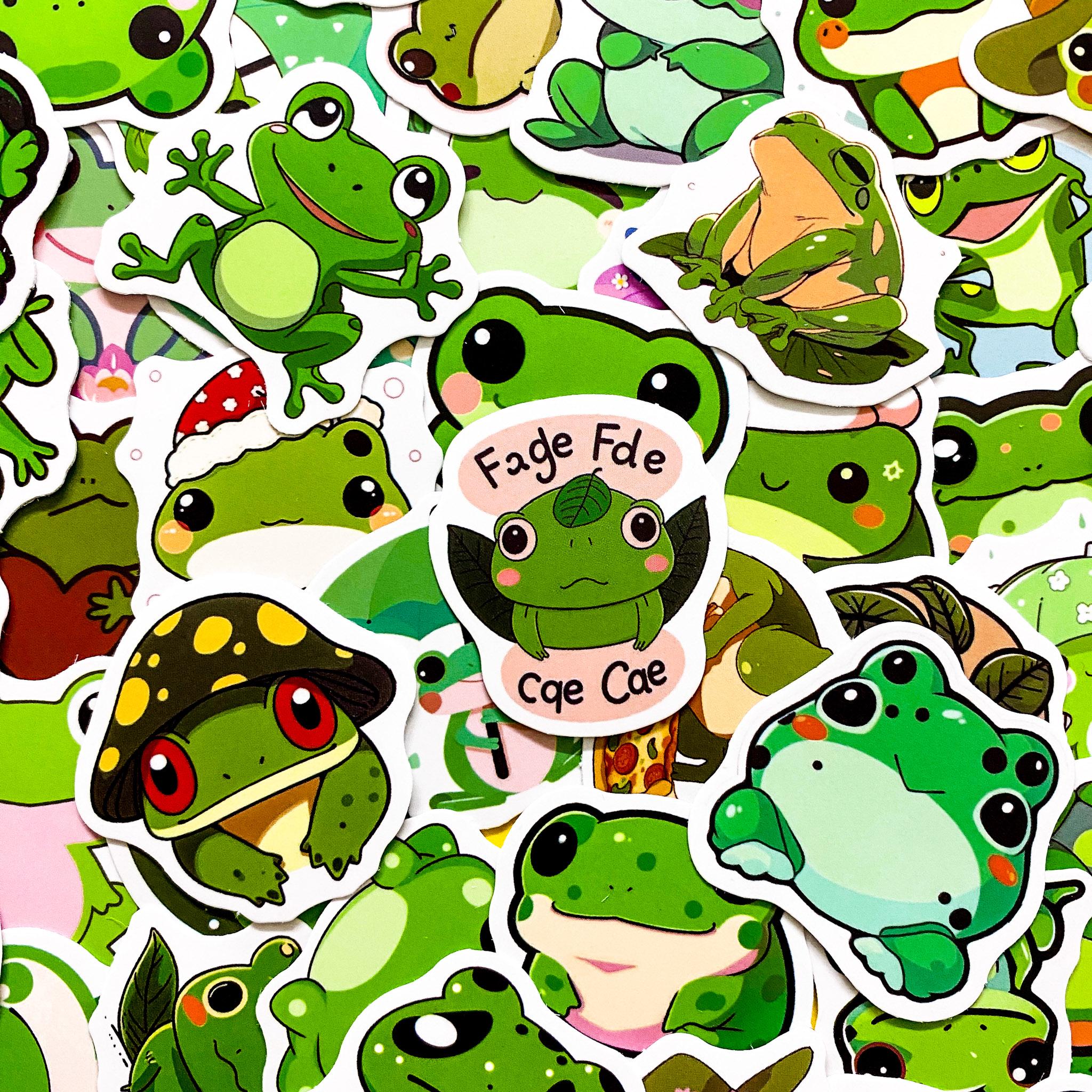 50pcs Cartoon Frog Stickers, Kawaii Waterproof Stickers, Animal Vinyl ...