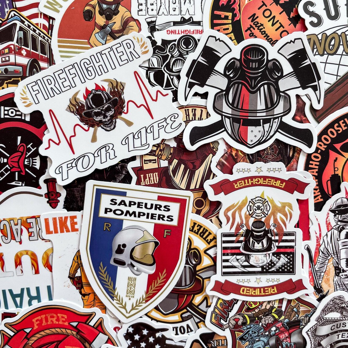 Firefighter Ric Sticker 50 Random Firefighter Stickers, Fire Helmet Decals, Firefighter Quote ...