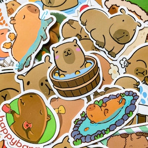 100 pegatinas de capibara al azar, divertidas pegatinas de animales, bonitas pegatinas de capibara para diario, botella de agua, pegatinas impermeables para niños