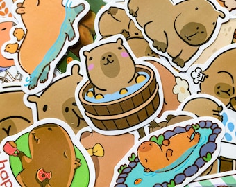50 Random Cute Capybara Stickers, Funny Animal Stickers, Cute Capybara Stickers for Journal, Water Bottle, Waterproof Stickers for Kids