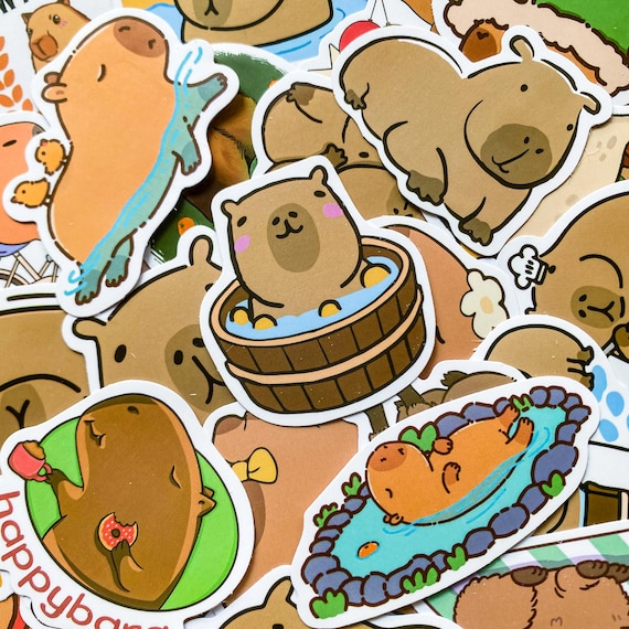 50 Random Cute Capybara Stickers, Funny Animal Stickers, Cute Capybara Stickers for Journal, Water Bottle, Waterproof Stickers for Kids