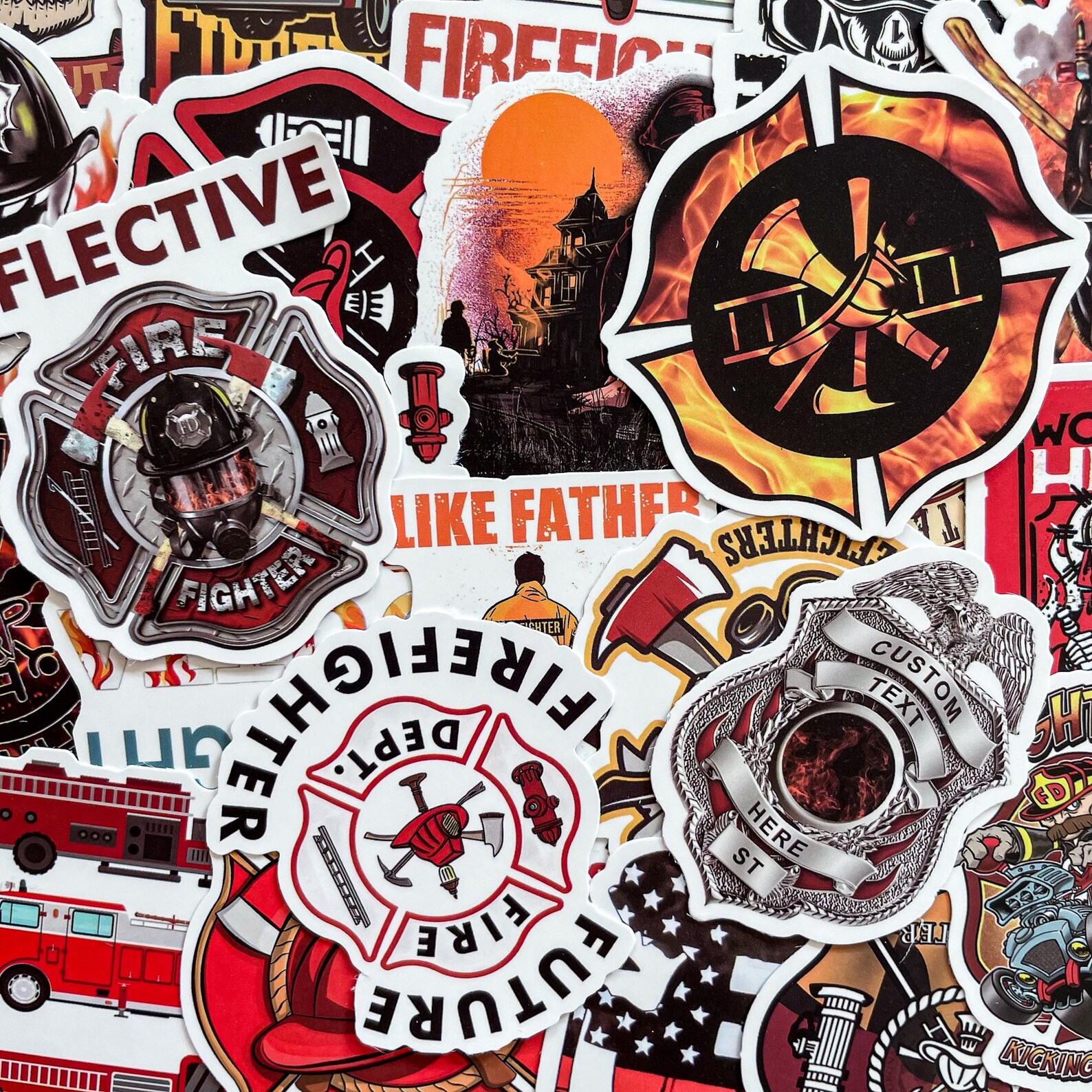 Firefighter Slickers 50 Random Firefighter Stickers, Fire Helmet Decals, Firefighter Quote ...