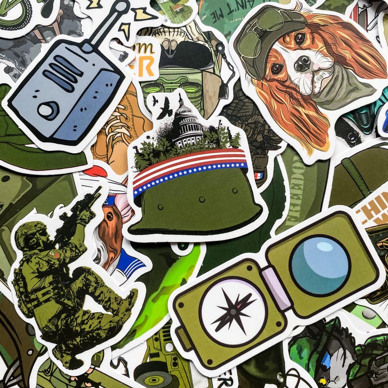 Simple War Sticker 50pcs Tactical Military Stickers Pack, Vinyl Army Stickers, Patriotic ...