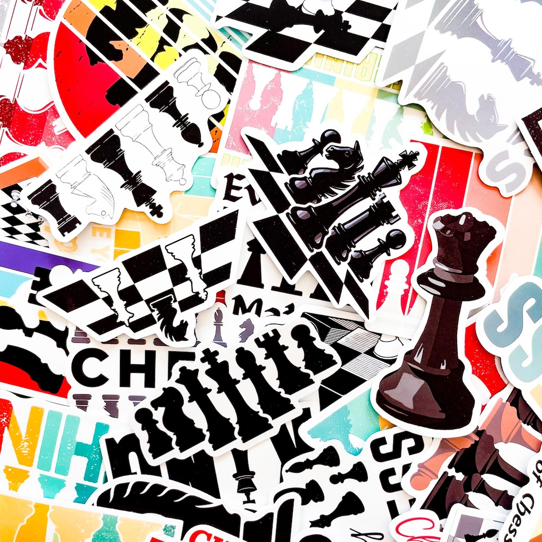 50PCS Chess Aesthetic Stickers, Black White Game Stickers, Strategy ...