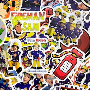 100 adesivos aleatórios de bombeiro-Sam, adesivos de bombeiro de desenho animado para crianças, adesivos divertidos de bombeiro, adesivos à prova d&#39;água para diário, garrafa de água