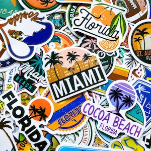 50 zufällige Florida Aufkleber, Strandurlaub Aufkleber, Sunshine State Aufkleber, Reise wasserdichte Aufkleber für Journal, Gepäck, Wasserflasche