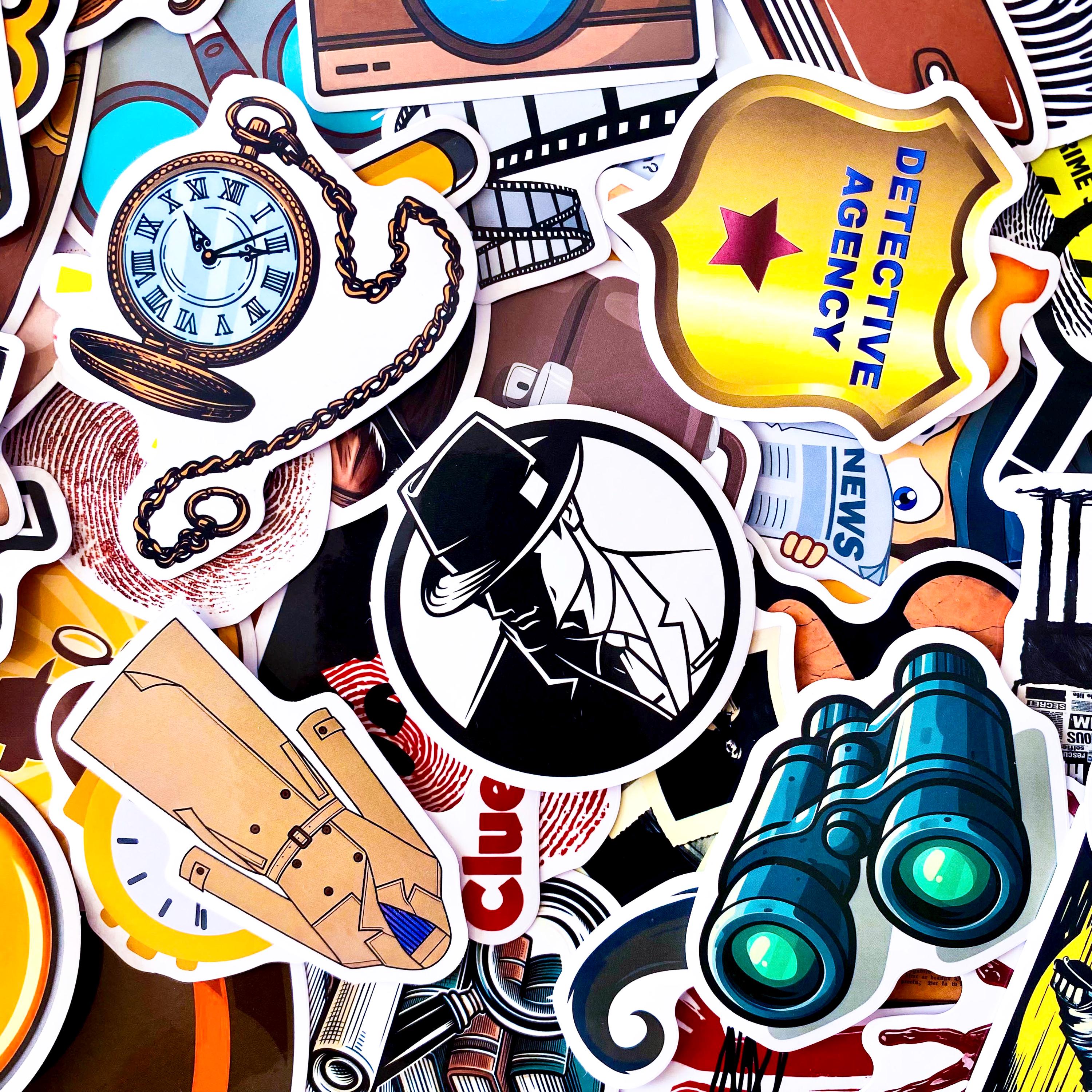 Investigation Sticker 50PCS Detective Mystery Stickers, Crime Scene Stickers, Gothic Clue ...