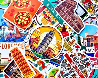 50PCS Italian Landmarks Stickers, Rome Stickers, Pisa Stickers, Waterproof Stickers for Italy Fans, Water Bottles, Laptops, Journals