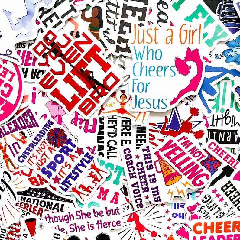 50PCS Cheerleader Sticker Pack, Motivational Sports Stickers, Squad ...