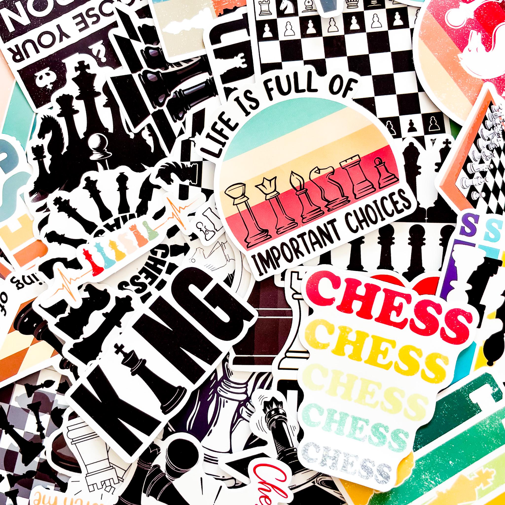 50PCS Chess Aesthetic Stickers, Black White Game Stickers, Strategy ...