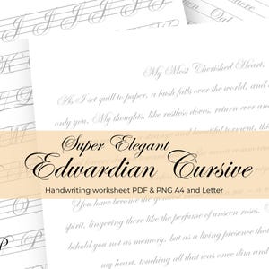 Superelegant cursief schrijfwerkboek: edwardiaanse handschriftactiviteitenbladen, kalligrafiewerkbladen.