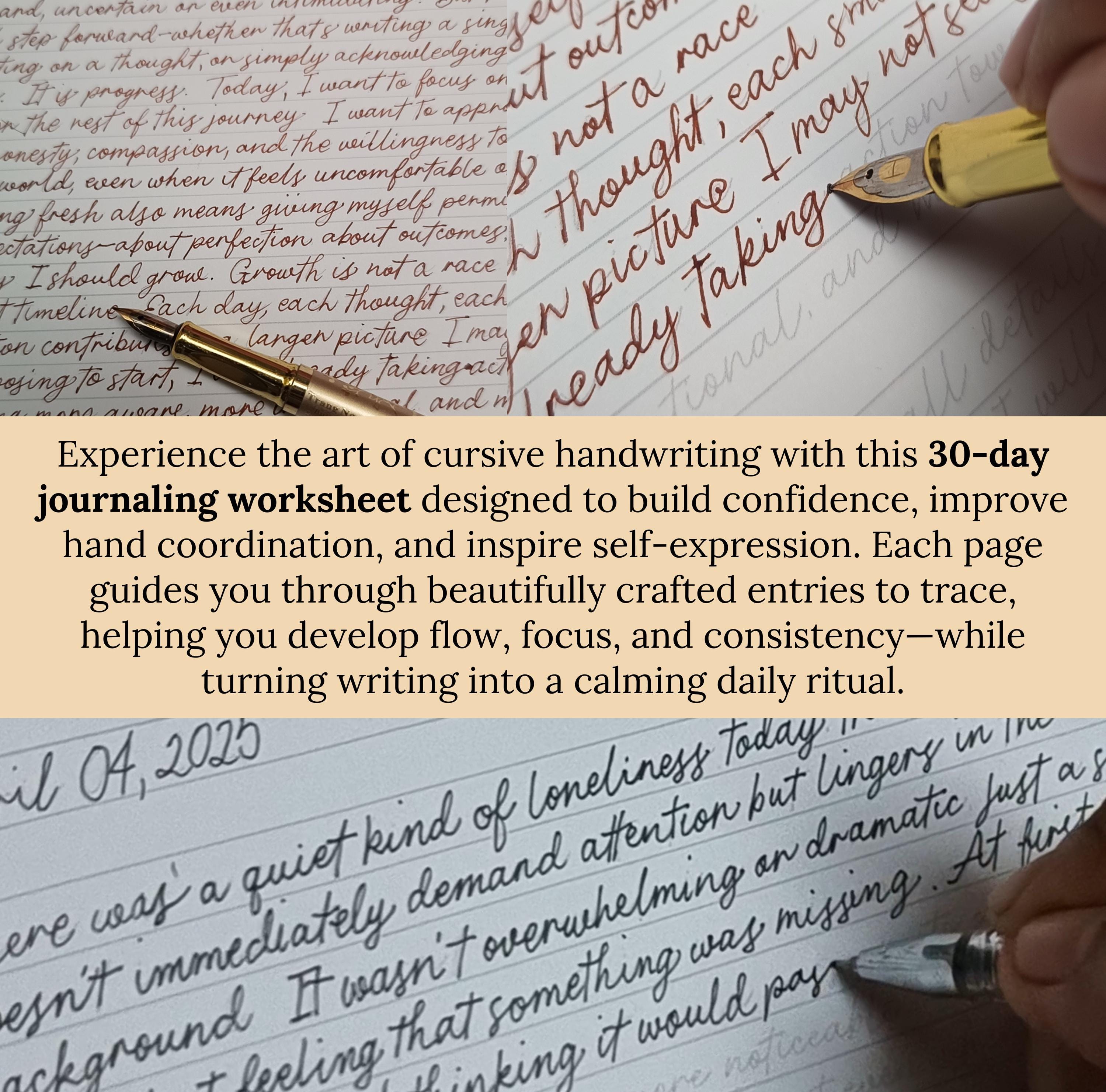 Writing Journal Cursive Cursive Writing Journaling Worksheets, Printable Daily Planner ...