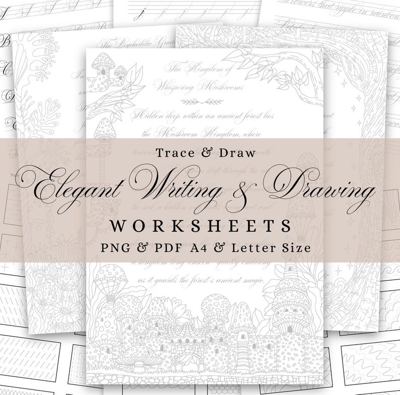 Magical Cursive Riting Elegant Cursive Handwriting and Drawing Worksheets: Tracing Magical ...