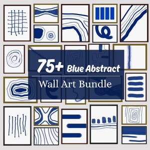 Blue Modern Abstract Wall Art Prints Bundle, Navy Blue Wall Decor, Bold and Simple Hanging Decor, Home Gifts Wall Decor, Original Artwork