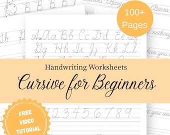 Schreibschrift-Übungsarbeitsbuch für Anfänger, druckbare Handschrift-Übungsblätter für Erwachsene und Grundschule, Kalligraphie-Arbeitsblätter