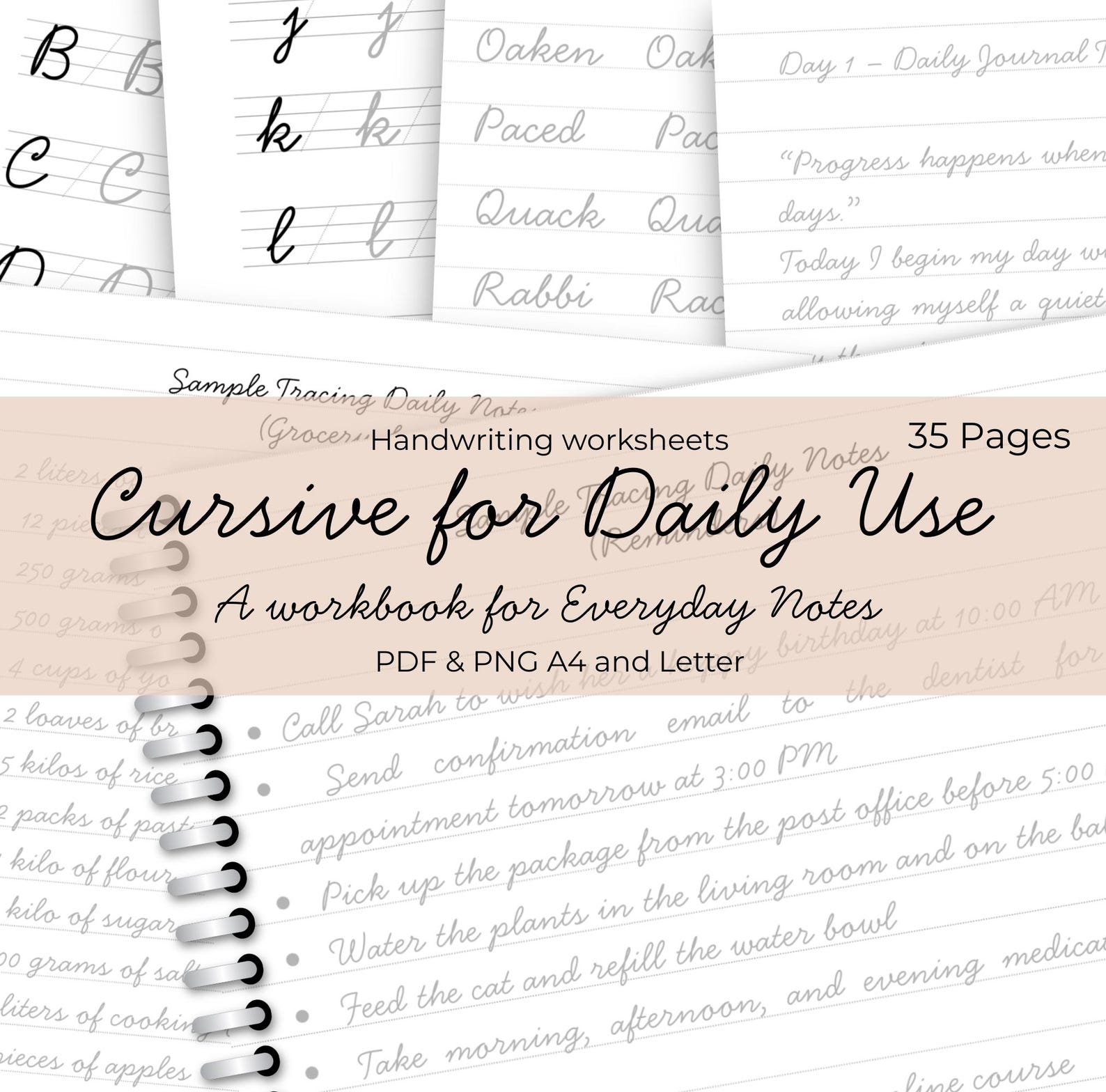 Notes Cursive Writing Essay Book Cursive Handwriting Worksheet for Everyday Use: A Tracing Workbook for ...