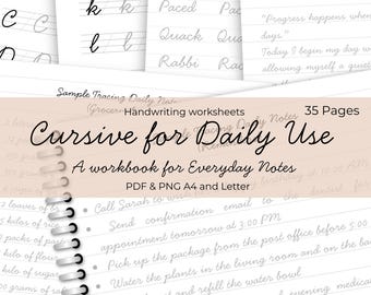 Cursive Handwriting Worksheet For Everyday Use: A Tracing Workbook For Daily Notes, Medical and Education Professionals and Daily Journaling
