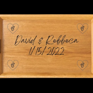 Personalized Bamboo Serving Tray for Entertaining, Gift for Weddings, Anniversaries, Housewarming, Rustic Kitchen Decor