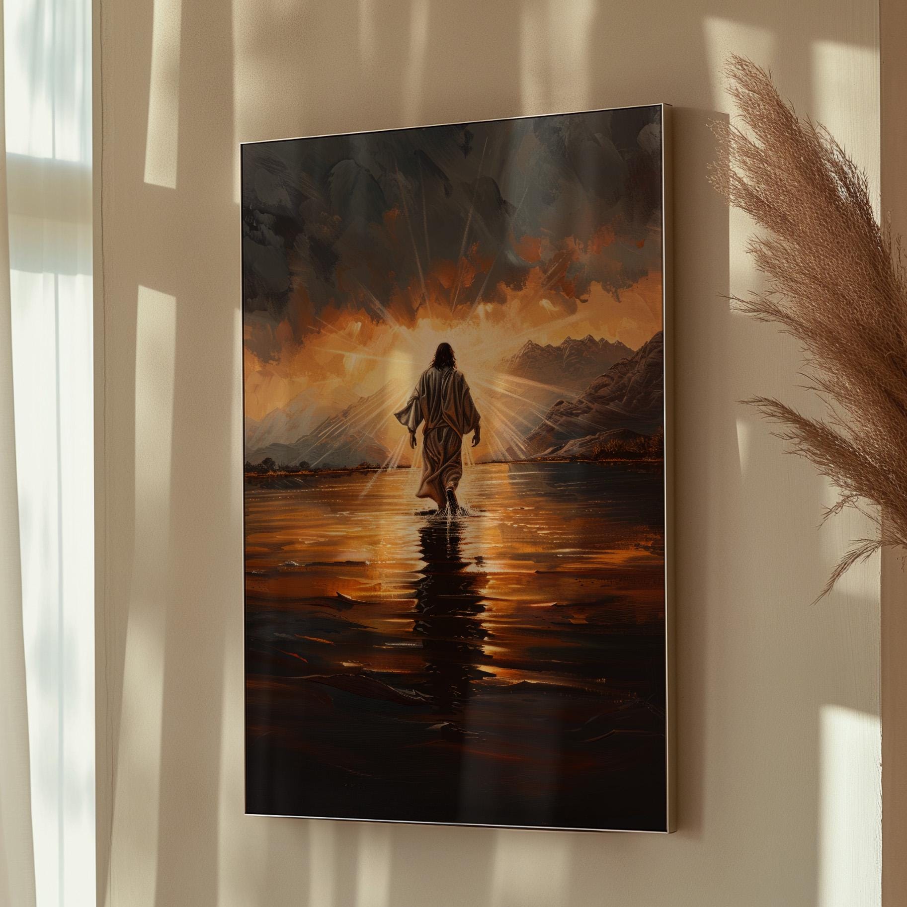 Jesus Christ Walking on Water Oil Painting Canvas Print | Christian Art ...