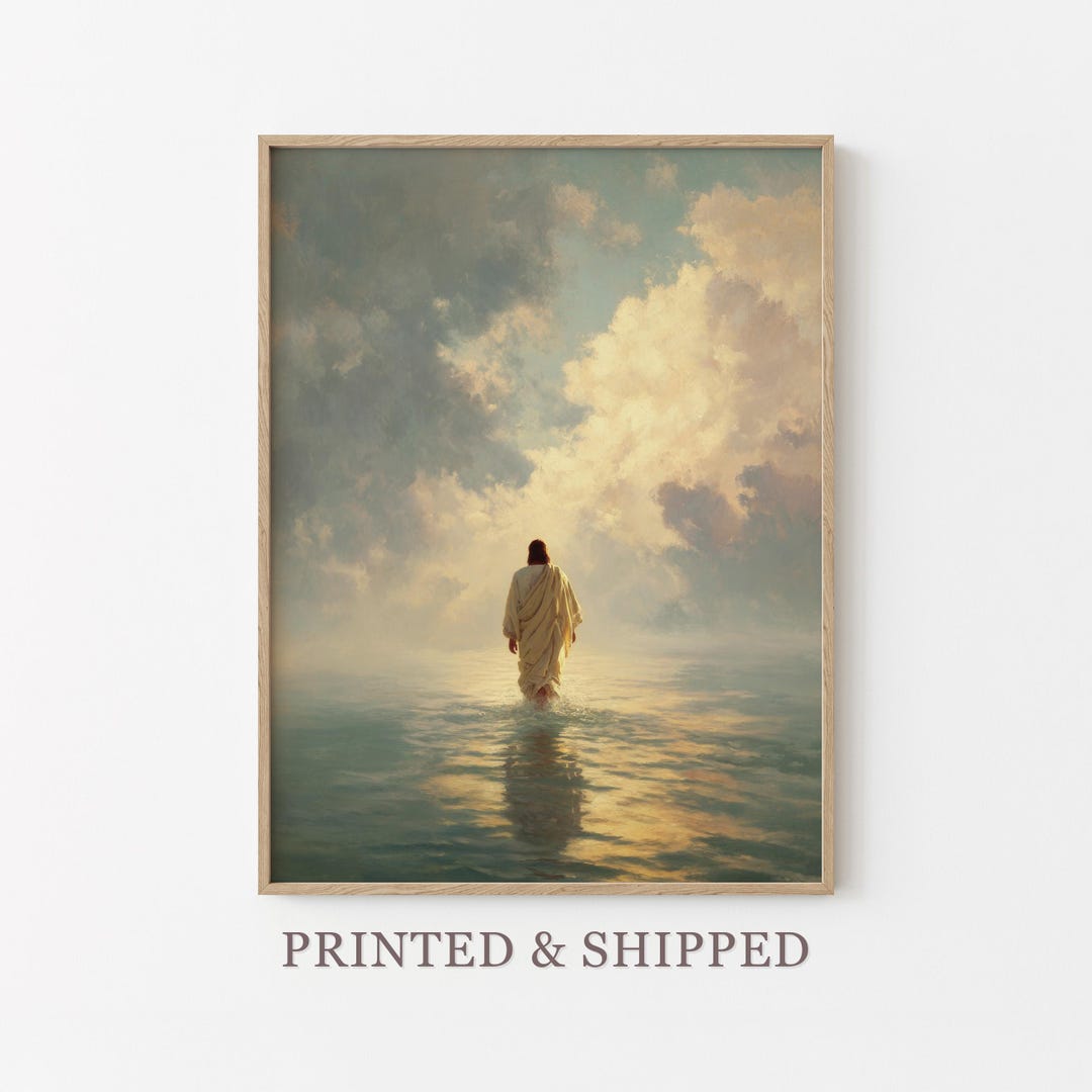 Jesus Christ Walking on Water Painting Print | Christian Bible Verse ...