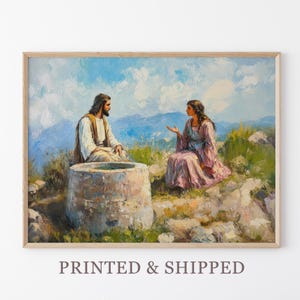 Woman at the Well Oil Painting Print | Samaritan Woman | Jesus Bible Art | Modern Christian Painting | Bible Sketch Print Scripture | WAT1