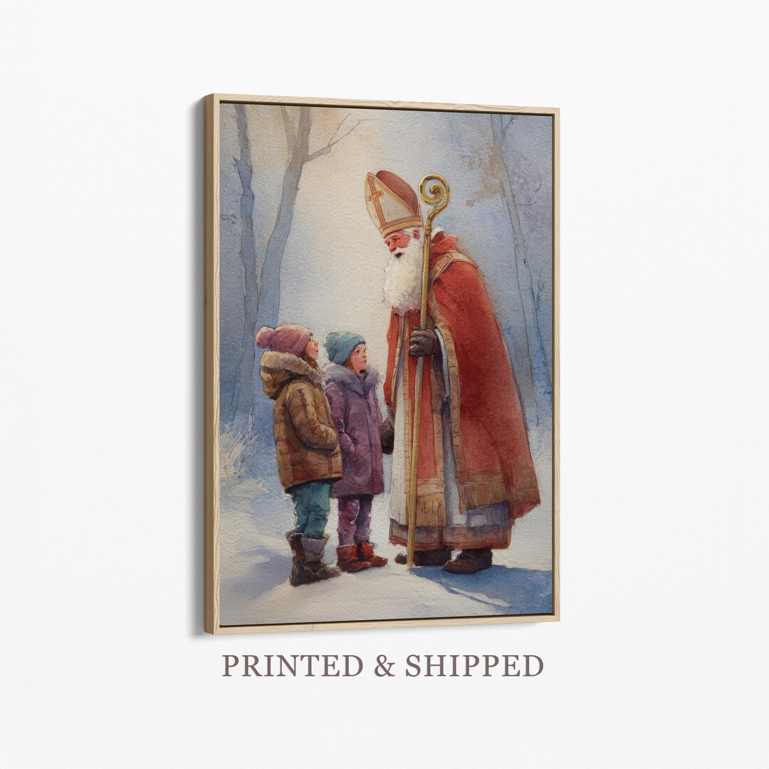Saint Nicholas Painting Canvas Print | Winter Catholic Wall Art ...