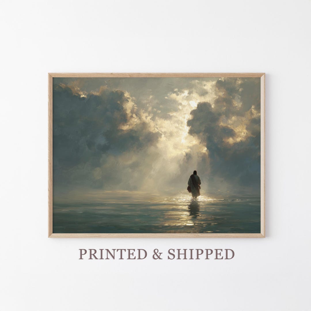 Jesus Christ Walking on Water Painting Print | Christian Bible Verse ...