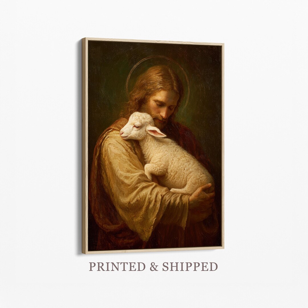 Renaissance Jesus Holding the Lamb Painting Canvas Print | Good ...