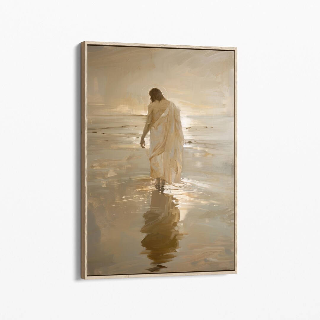 Vintage Jesus Christ Walking on Water Oil Painting Canvas Print ...
