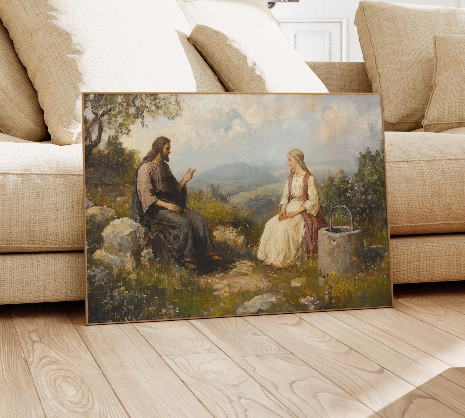 Vintage Woman at the Well Oil Painting Print | Samaritan Woman | Jesus ...