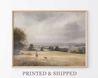 Vintage The Lord is my Shepherd Oil Painting Print | Jesus Leaves 99 | Christian Art | Jesus Christ Art | Modern Christian Painting | VTL1